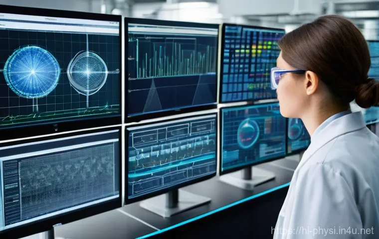 물리학에서 다루는 실험 기법 - **Prompt 1: A Modern Physics Laboratory of Discovery**
    "A photorealistic, highly detailed image ...
