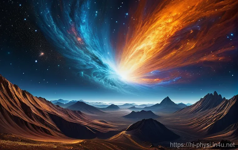 물리학과 천문학의 연결점 - **Prompt:** "A panoramic view of the early universe, just moments after the Big Bang. Wisps of glowi...